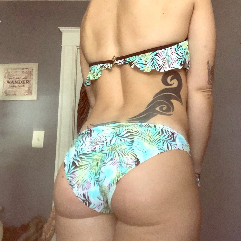 Two piece tropical bathing suit